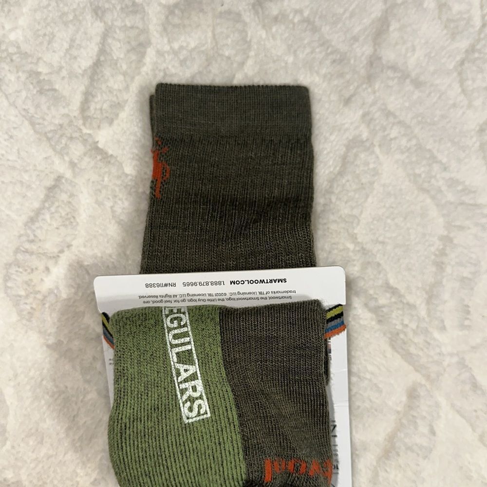 SmartWool S Unisex Camo Army Winter Moss Green Everyday Ribbed Wool Crew Socks - Picture 4 of 9